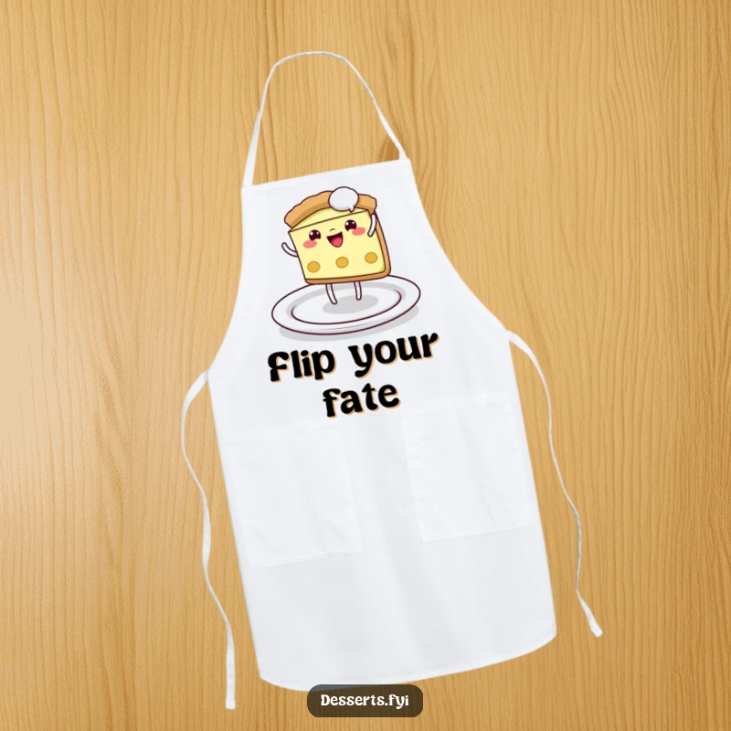Funny Apron: A playful pie slice cheerfully does a cartwheel across a plate, perfect for energetic and humorous baking.