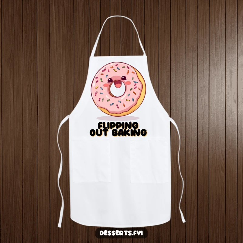 Funny Apron: A delighted donut with sprinkles doing a joyful somersault, ready for baking fun.