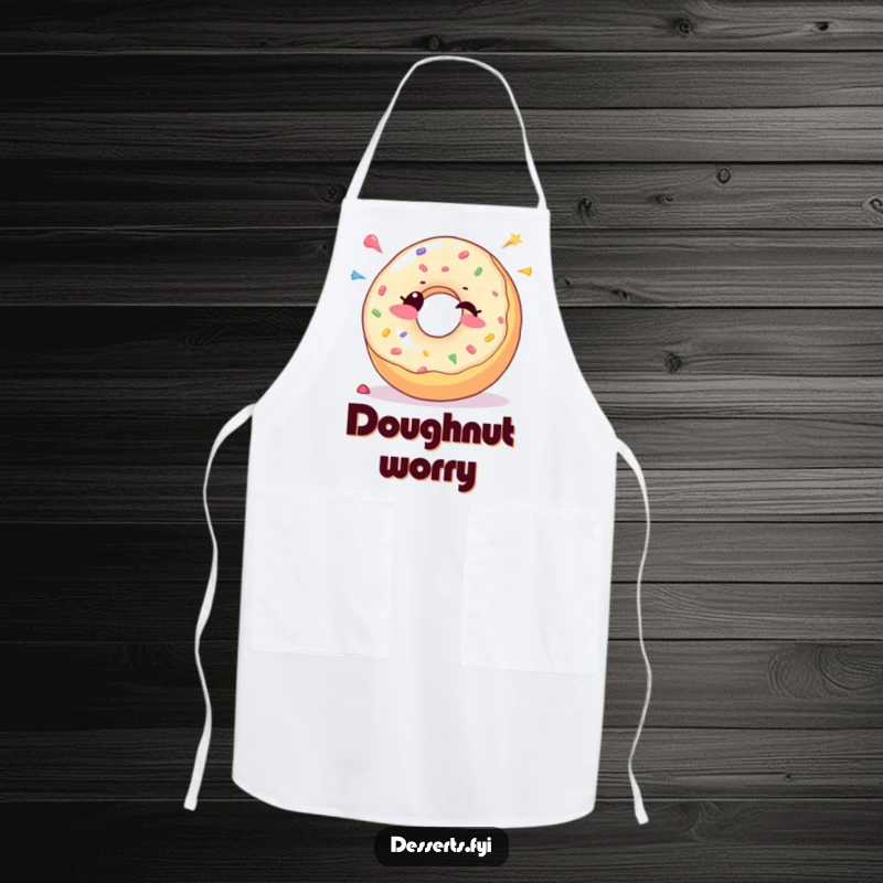 Funny Apron: A joyful donut character winks and sprinkles colorful candy dots, perfect for sweet and humorous baking.