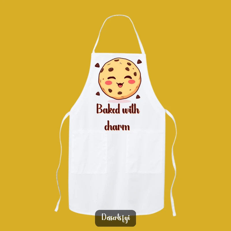 Funny Winking Cookie Apron, Playful Chocolate Chip Kitchen Wear, Perfect Chef's Funny Gift