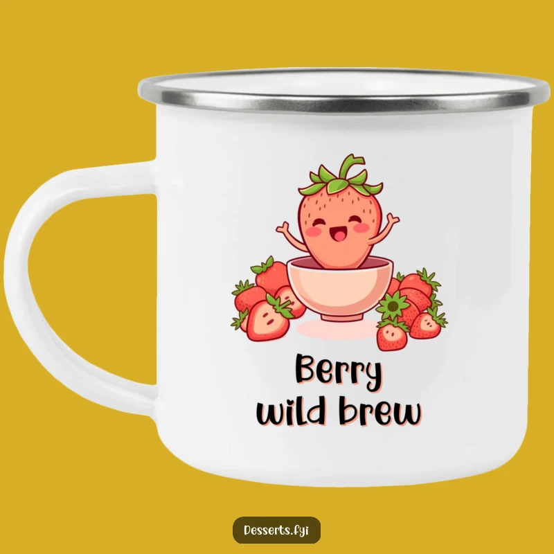 Funny Strawberry Adventure Camping Mug: Enjoy Drinks with Fruity Fun Outdoors