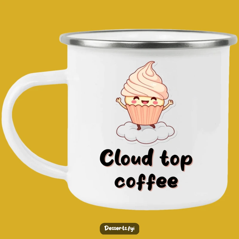 Funny Cupcake Dance Camping Mug: Joyful Cloud Character for Sweet Adventures