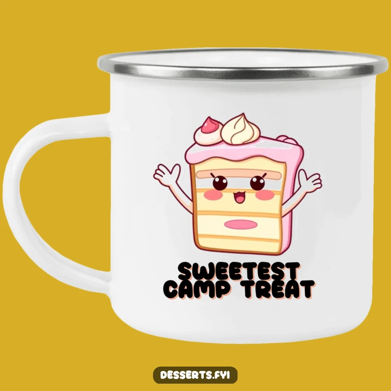 Funny Cake Slice Camping Mug: Frosty Arms Wave on Adventures - Great Gift!