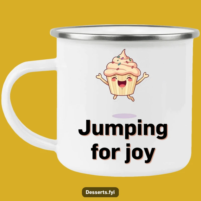 Funny Camping Mug: Leaping Cupcake, Durable & Hilarious for Sweet Adventures