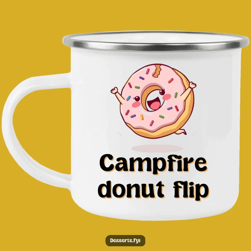 Funny Cartwheeling Donut Camping Mug: Sprinkled Fun Outdoors