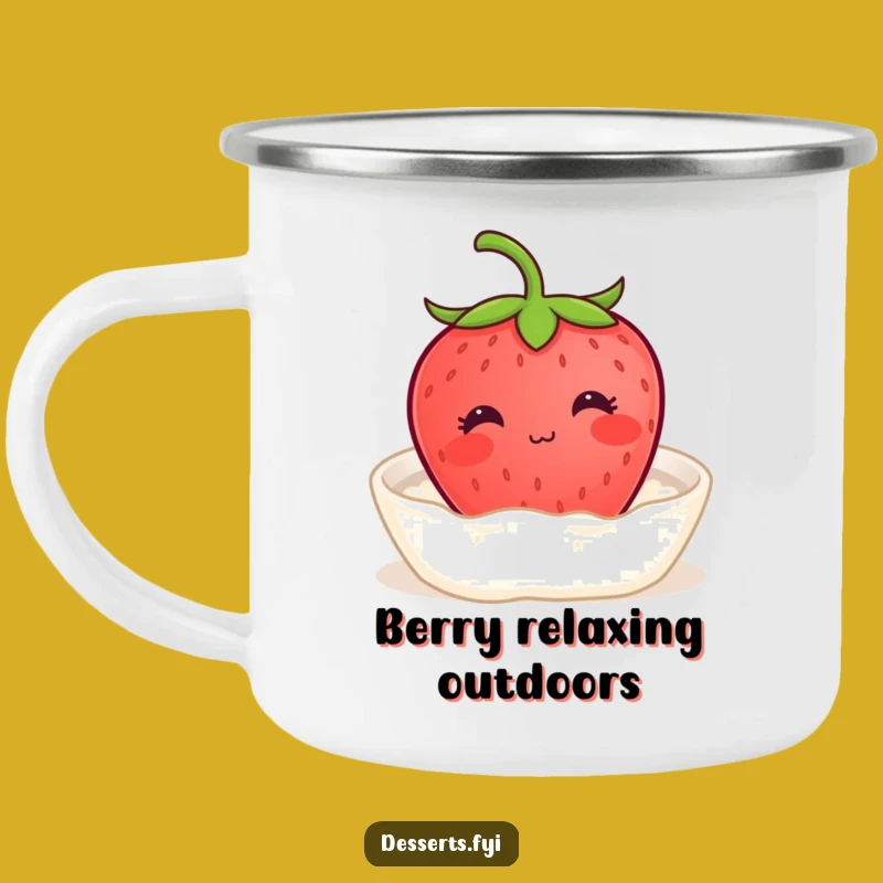 Funny Strawberry Cream Camping Mug: Relax Outdoors, Sweet Gift