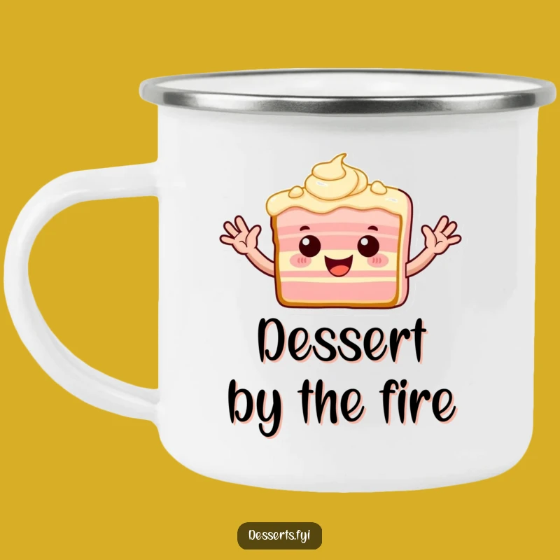 Funny Waving Cake Camping Mug: Sweet Greetings Outdoors