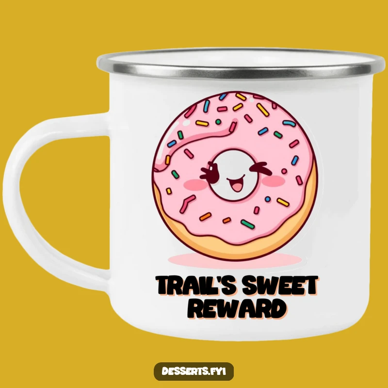 Funny Winking Donut Camping Mug: Playful Sprinkles for Your Outdoor Coffee Adventures