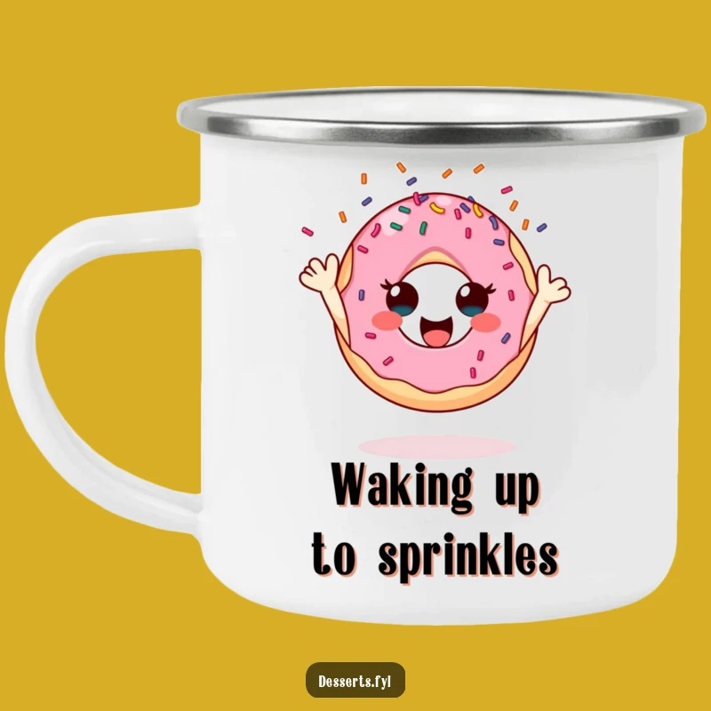 Funny Cheerful Donut Camping Mug: Adventure Sprinkle Toss - Perfect Funny Gift