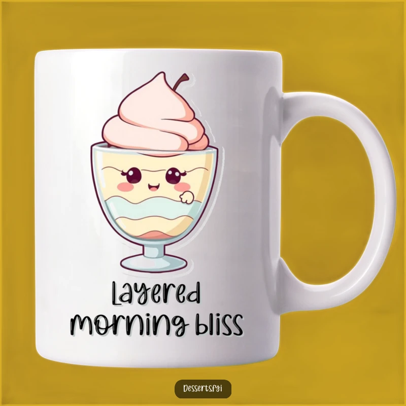 Funny Dessert Lover Mug: Giggling Parfait Character, Perfect Funny Gift