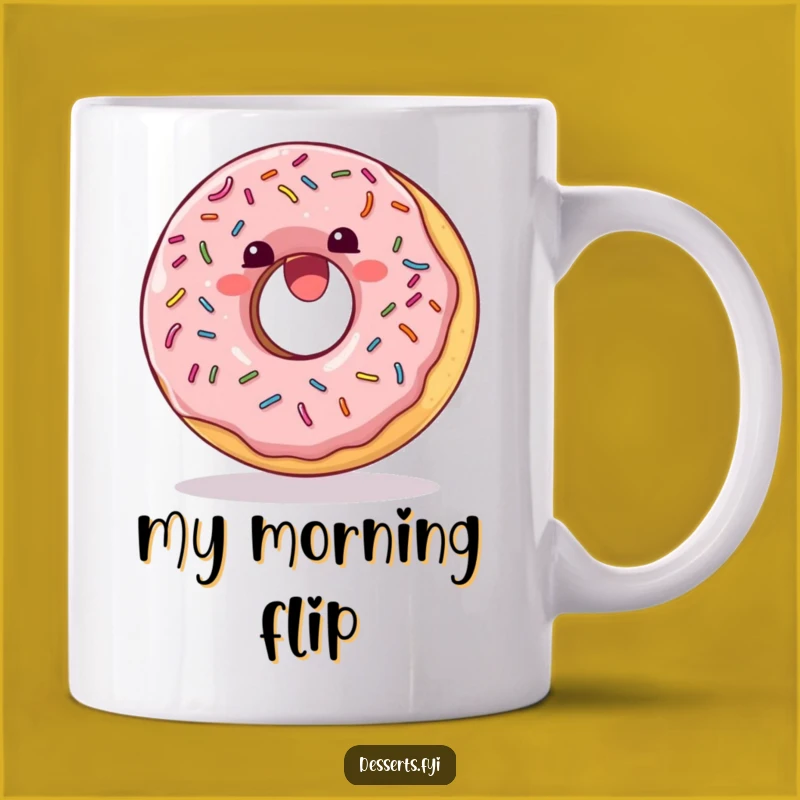 Funny Donut Somersault Mug: Joyful Sprinkle Art Gift for Treat Lovers