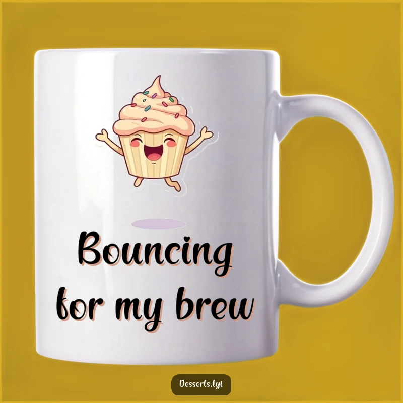 Funny Gift Mug: Joyful Leaping Cupcake, Perfect for Sweet Celebrations and Fun