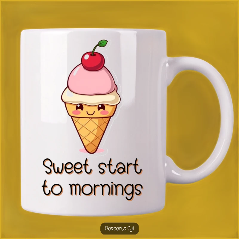 Funny Ice Cream Mug: Smiling Cone Character Gift for Sweet Treat Lovers