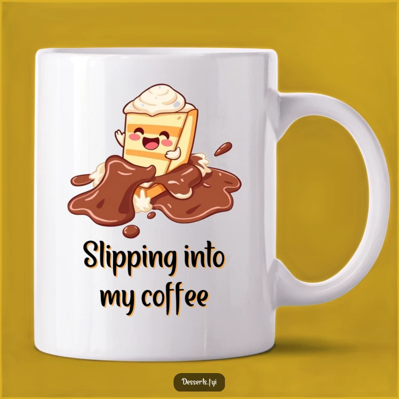 Funny Joyful Cake Mug: Chocolate River Slide Gift for Dessert Lovers