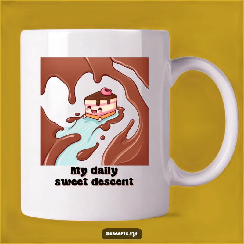 Funny Cake Character Chocolate River Mug - Hilarious Cartoon Gift Idea