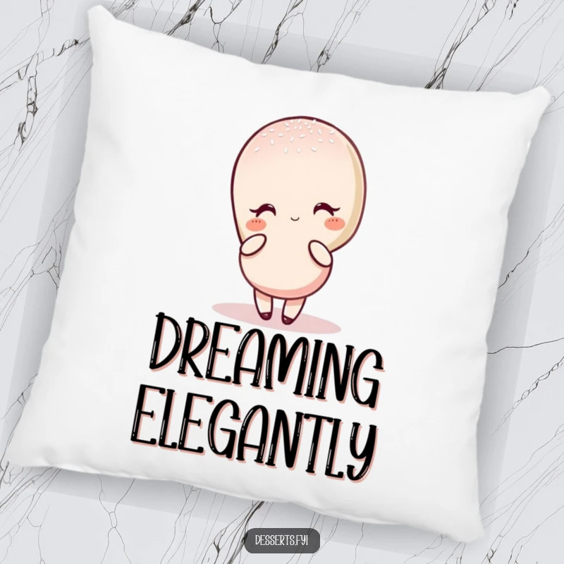 Funny pillow with a charming macaron character in an elegant, sugar-dusted pose, offering comfort and a touch of sweet, chic humor.