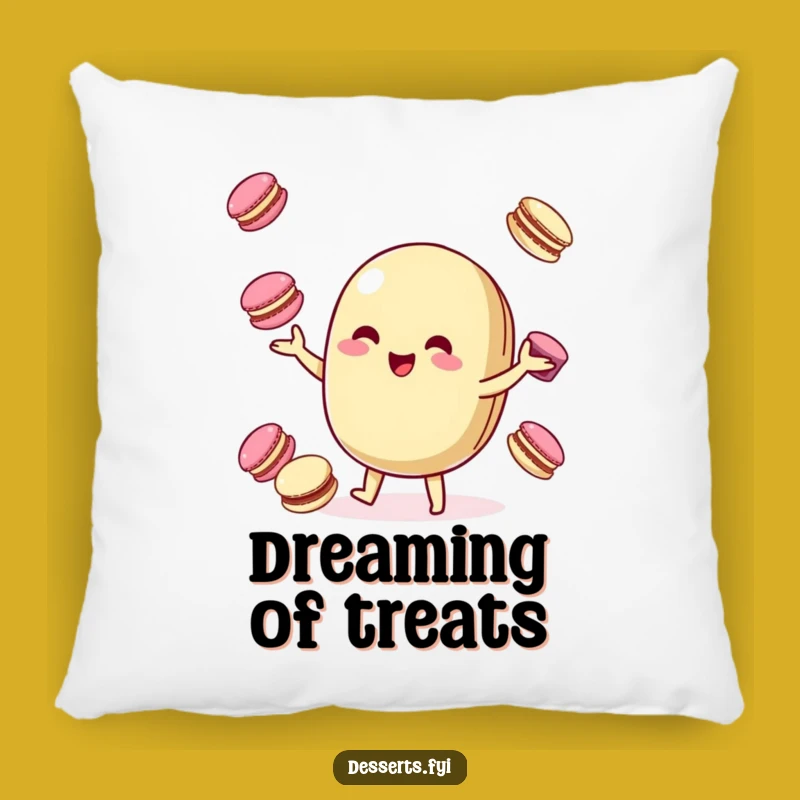 Funny Accent Pillow: Juggling Macaroon Character for Sweet Comfort