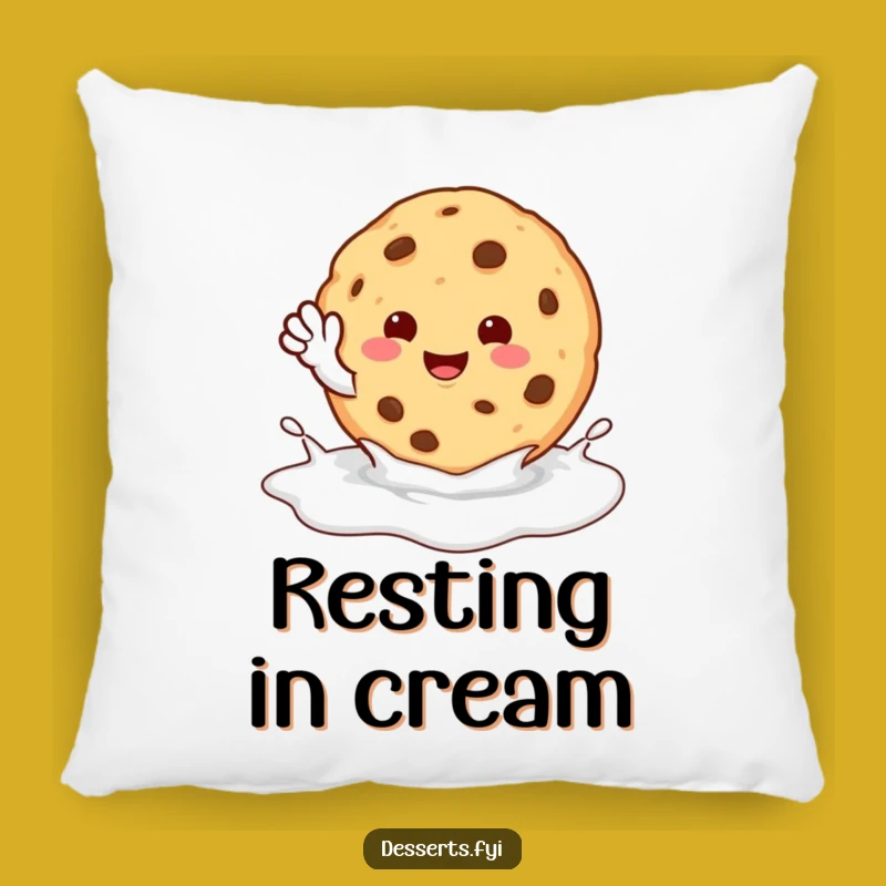 Funny Cookie Wave Pillow: Happy Character Milk Puddle Cushion for Humorous Comfort