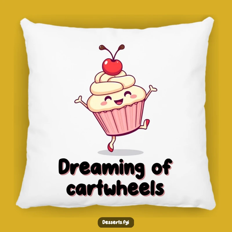 Funny Cupcake Cartwheel Pillow: Cozy Comfort with This Joyful Treat!