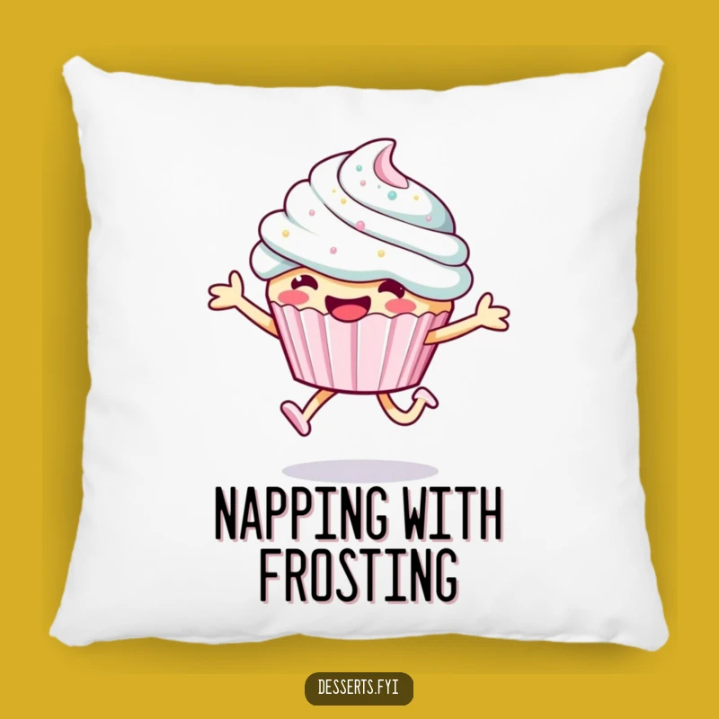 Funny Smiling Cupcake Pillow: Cozy Frosting Leap Cushion - Perfect Funny Gift