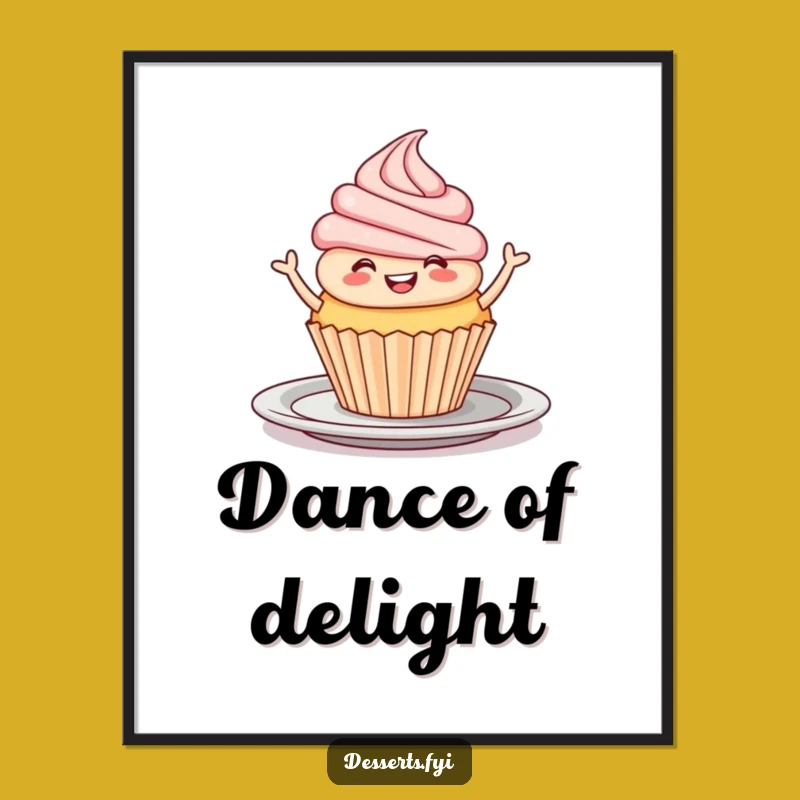 Funny Cupcake Dance Art Print: Joyful Dessert Digital Gift