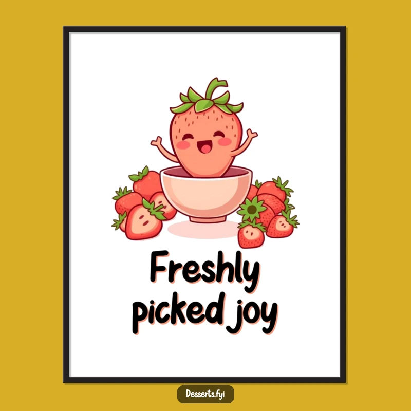 Funny Strawberry Splash Digital Art Print: Instant Fruity Decor with Humorous Charm