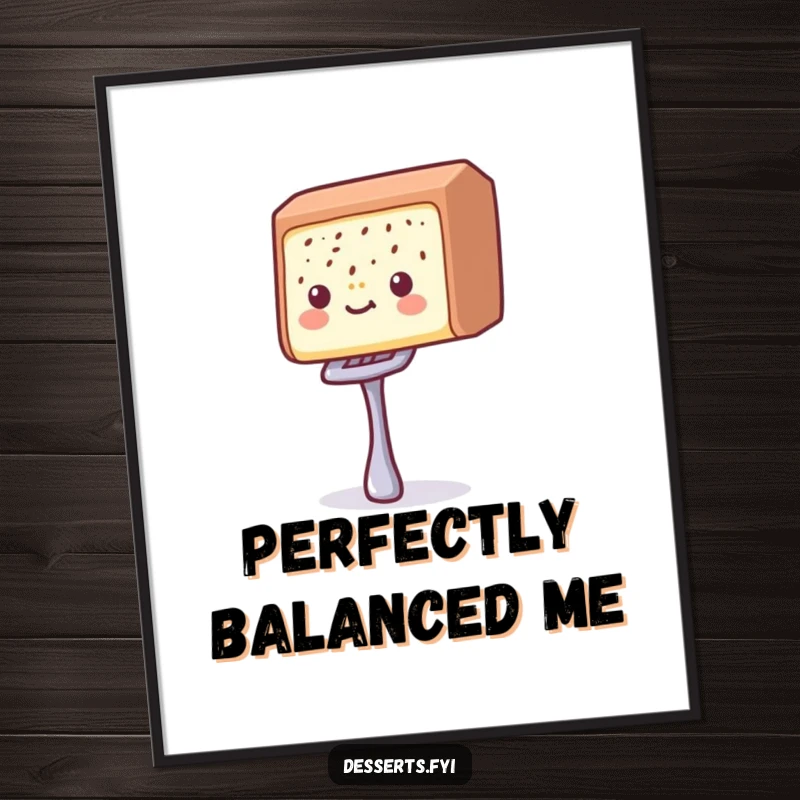 Funny digital art print of a delighted candy bar balancing a tiny fork, perfect for adding instant sweet and humorous decor.