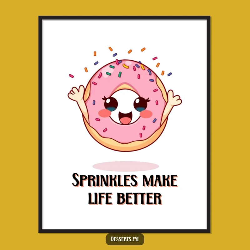 Funny Cheerful Donut Digital Art: Joyful Sprinkle Toss Print - Unique Funny Gift