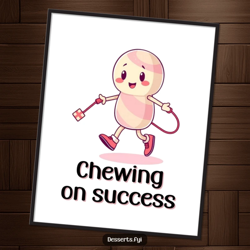 Funny Digital Art Print: An energetic candy character skips rope with a licorice string, exuding sweet joy and humorous appeal.