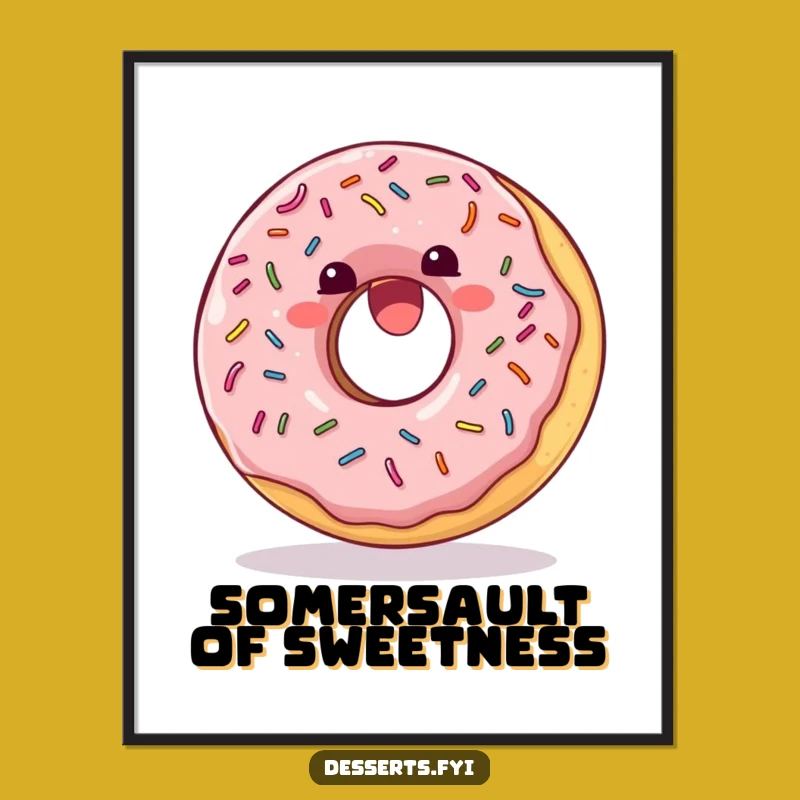 Funny Donut Flip Art Print: Joyful Sprinkle Digital Gift
