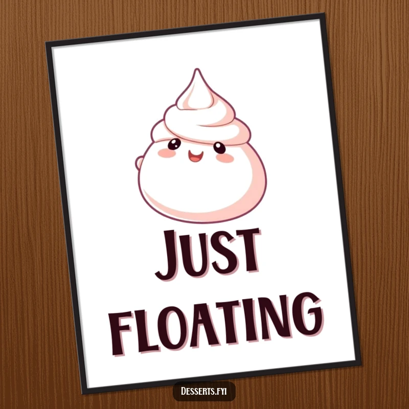 Funny Meringue Digital Art Print of a floating character, ready to be printed for instant lighthearted sweetness and airy humor.