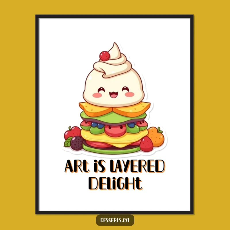 Funny Parfait Digital Print: Enthusiastic Dessert Stacker Art, Instant Funny Gift For Decor