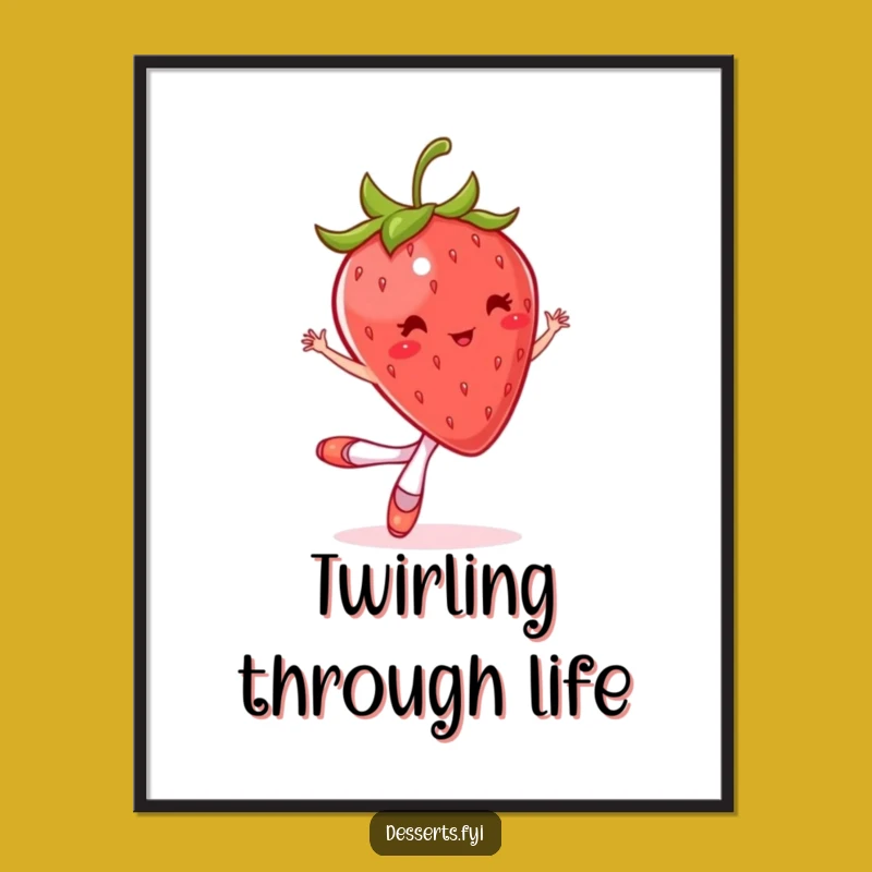 Funny Strawberry Ballet Digital Art: Hilarious Bouncing Dancer Decor for Whimsical Spaces
