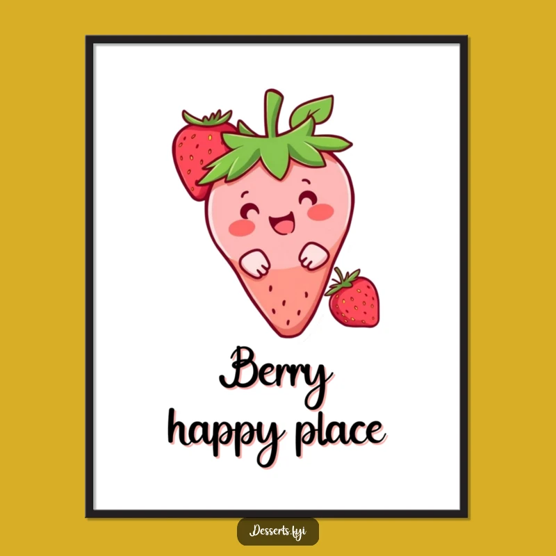 Funny Strawberry Peek Digital Art: Instant Sweetness for Your Walls, A Playful Funny Digital Gift