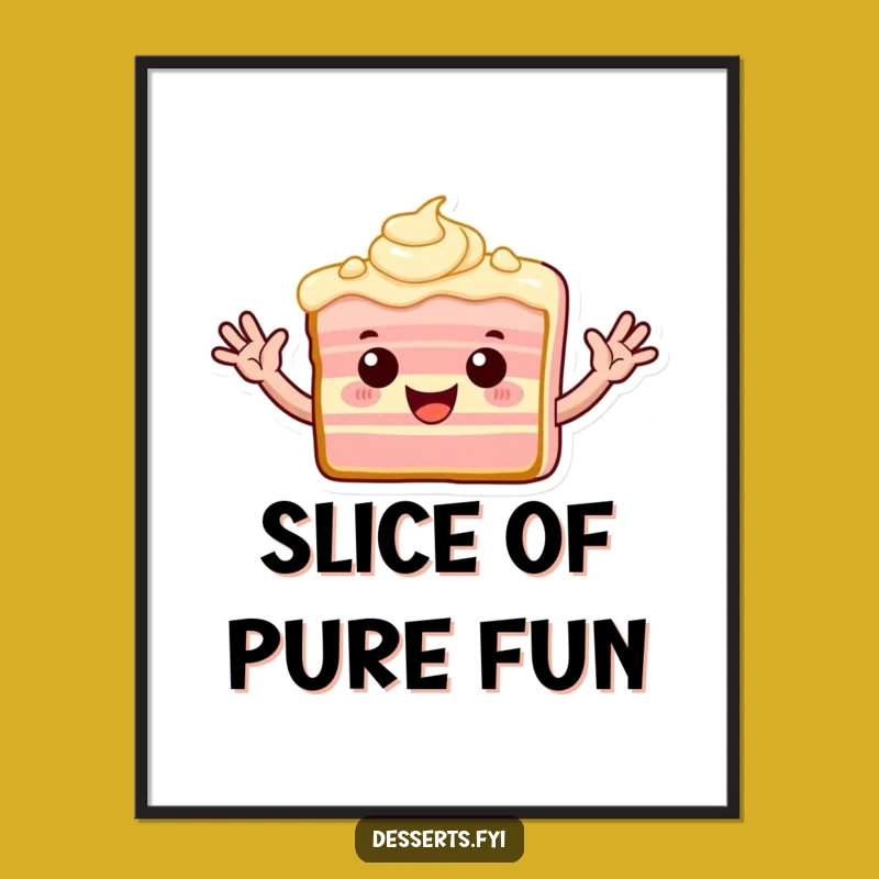 Funny Waving Cake Digital Art: Enthusiastic Treat for Your Walls