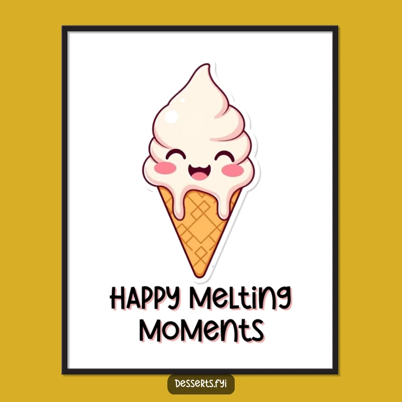 Funny Ice Cream Cone Digital Art: Melting Joyful Decor Instantly