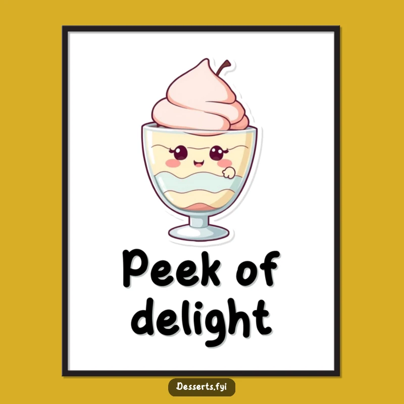 Funny Dessert Art Print: Giggling Parfait Character, Instant Funny Gift Decor