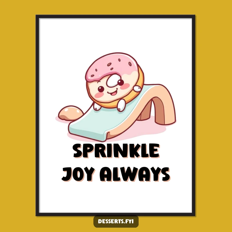 Funny Donut Slide Digital Art: Gleeful Decor Gift for Joyful Spaces
