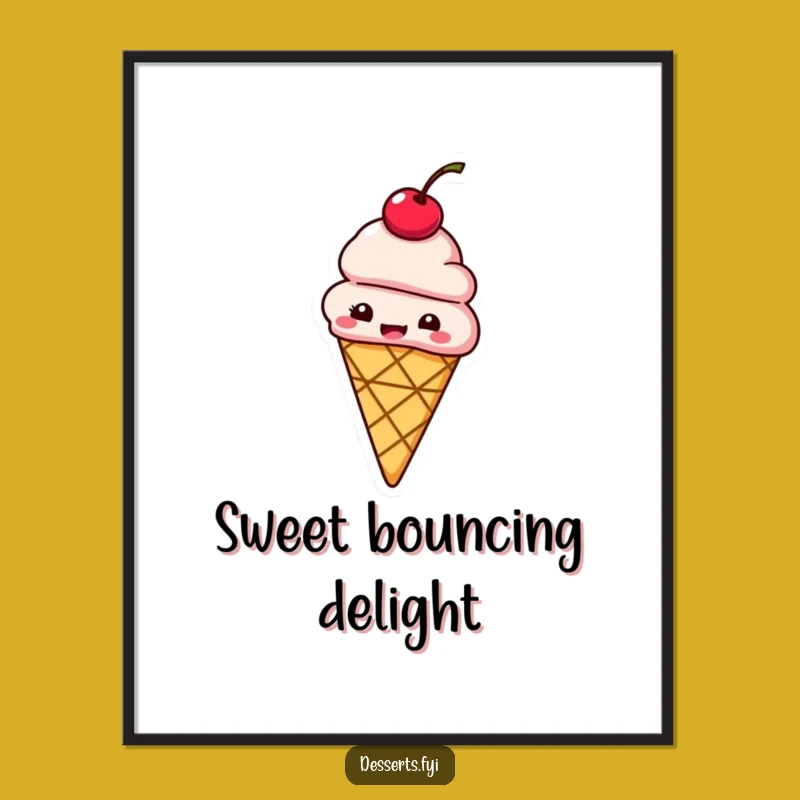 Funny Bouncing Ice Cream Digital Art: Cheerful Treat for Your Walls