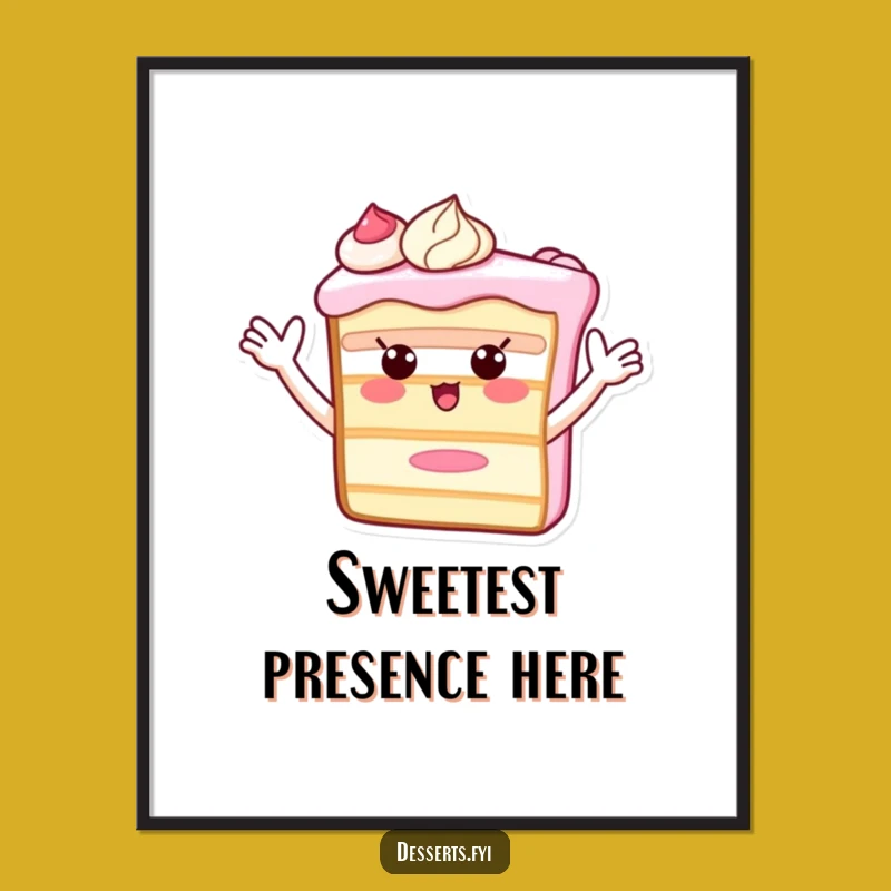 Funny Cake Slice Digital Art: Enthusiastic Frosting Waves - Instant Joy!