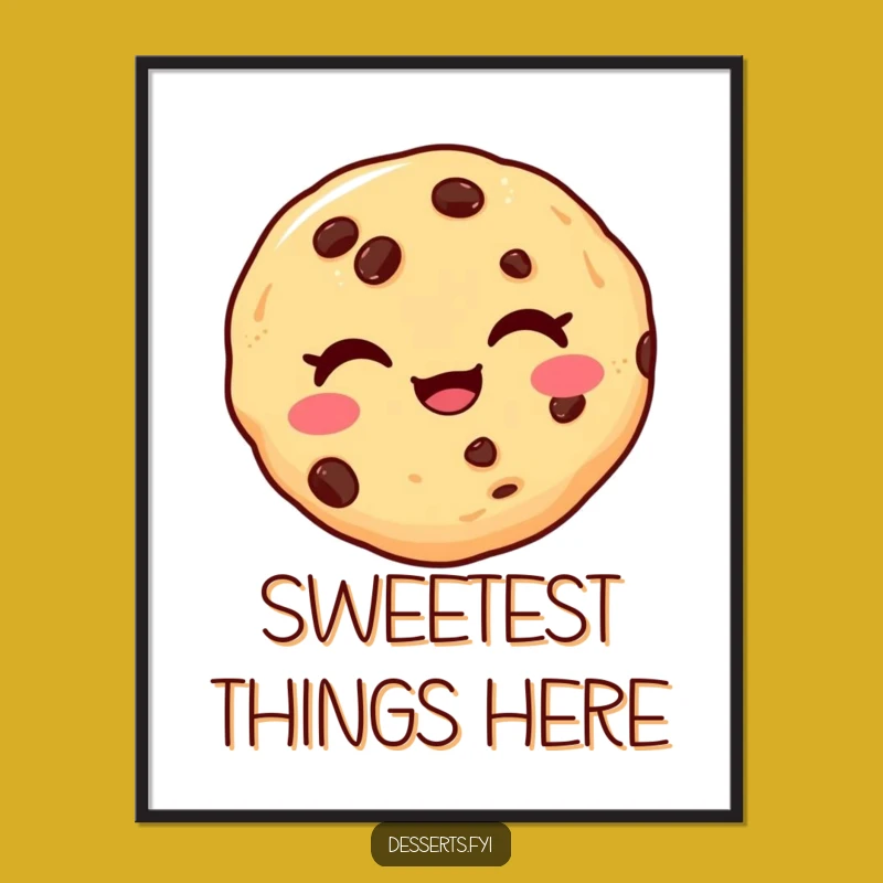 Funny Winking Cookie Digital Art: Playful Decor Gift for Sweet Spaces