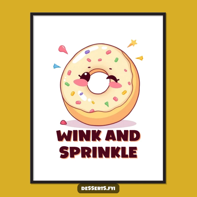 Funny Donut Wink Digital Art: Joyful Sprinkles - Sweet Instant Humorous Download
