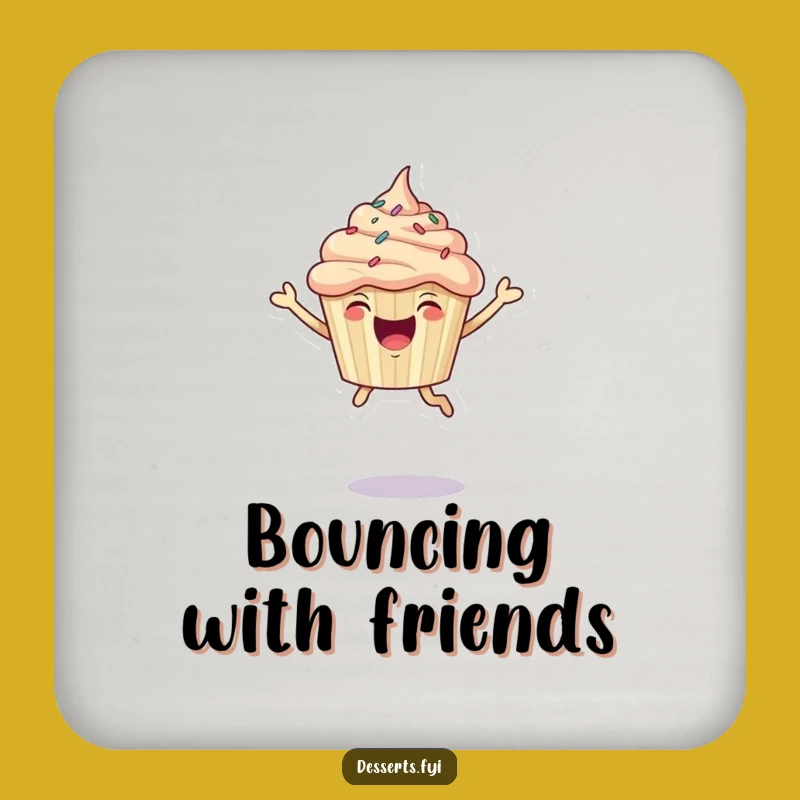 Funny Drink Coaster: Leaping Cupcake, Protects Surfaces with Hilarious Sweetness