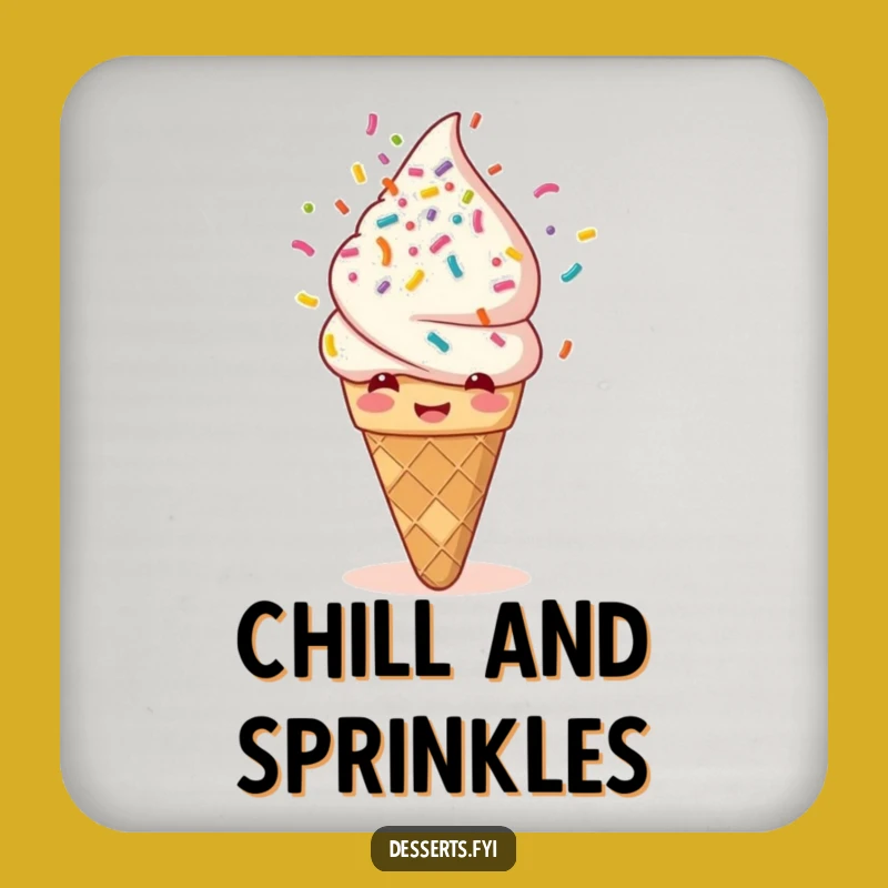 Funny Ice Cream Sprinkle Drink Coaster: Protect Surfaces With Sweetness, A Tiny Funny Gift