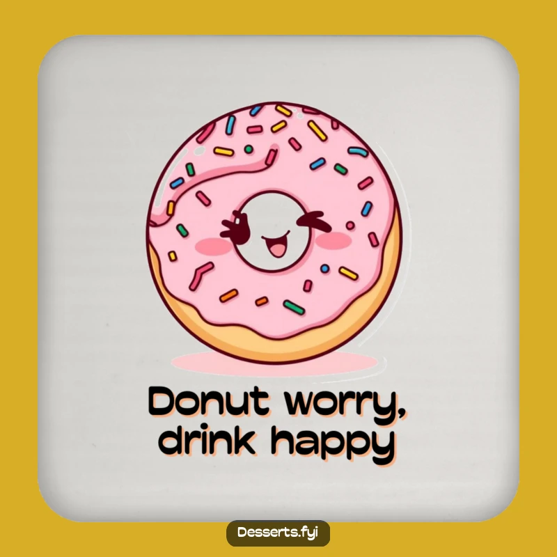 Funny Winking Donut Coasters: Protect Surfaces with Playful, Sprinkled Humor