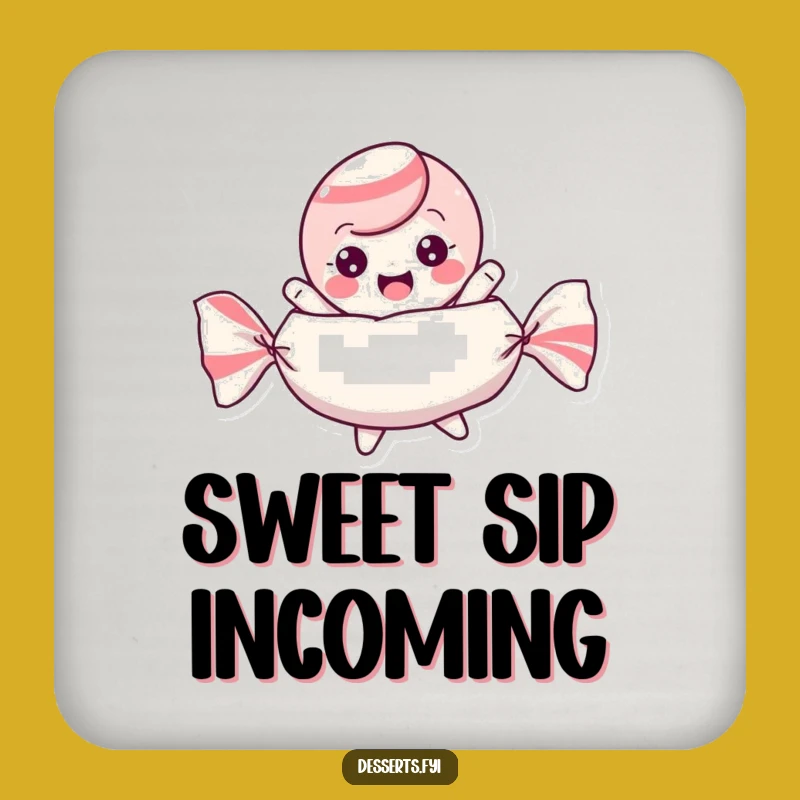 Funny Candy Coaster: Playful Character in Wrapper, Unique Funny Gift