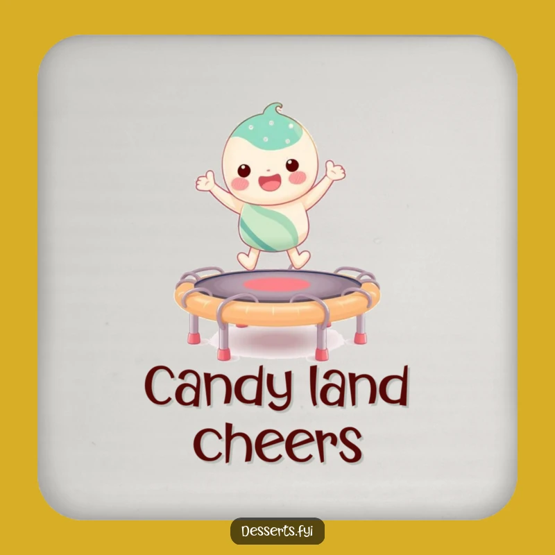 Funny Candy Trampoline Drink Coaster: Protect Surfaces with Sweet, Bouncy Style