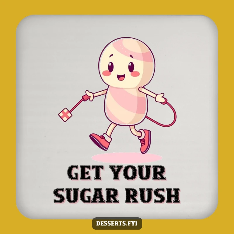 Funny Coaster Set: Energetic Candy Character Protects Surfaces Playfully