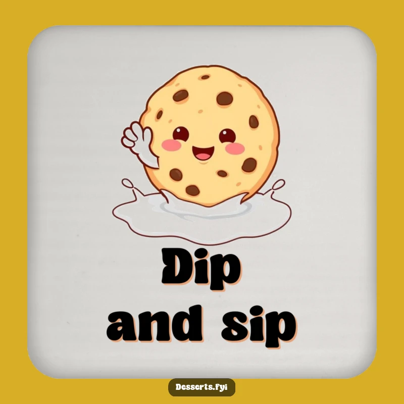 Funny Cookie Wave Coaster: Happy Character Milk Puddle - Humorous Table Protection