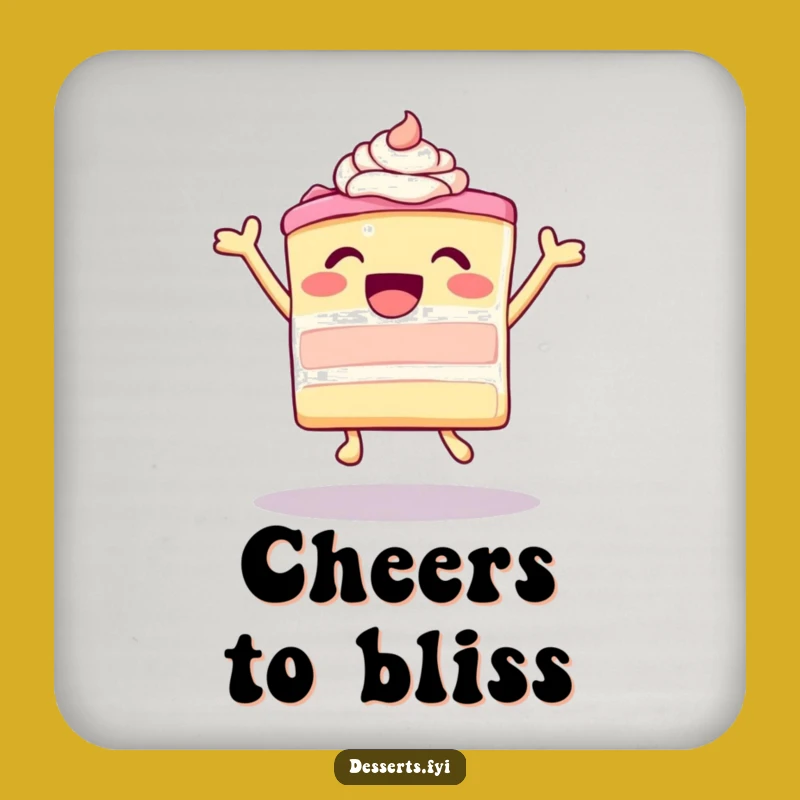 Funny Ecstatic Cake Leap Coaster, Joyful Frosting Drink Protector, Unique Dessert Gift